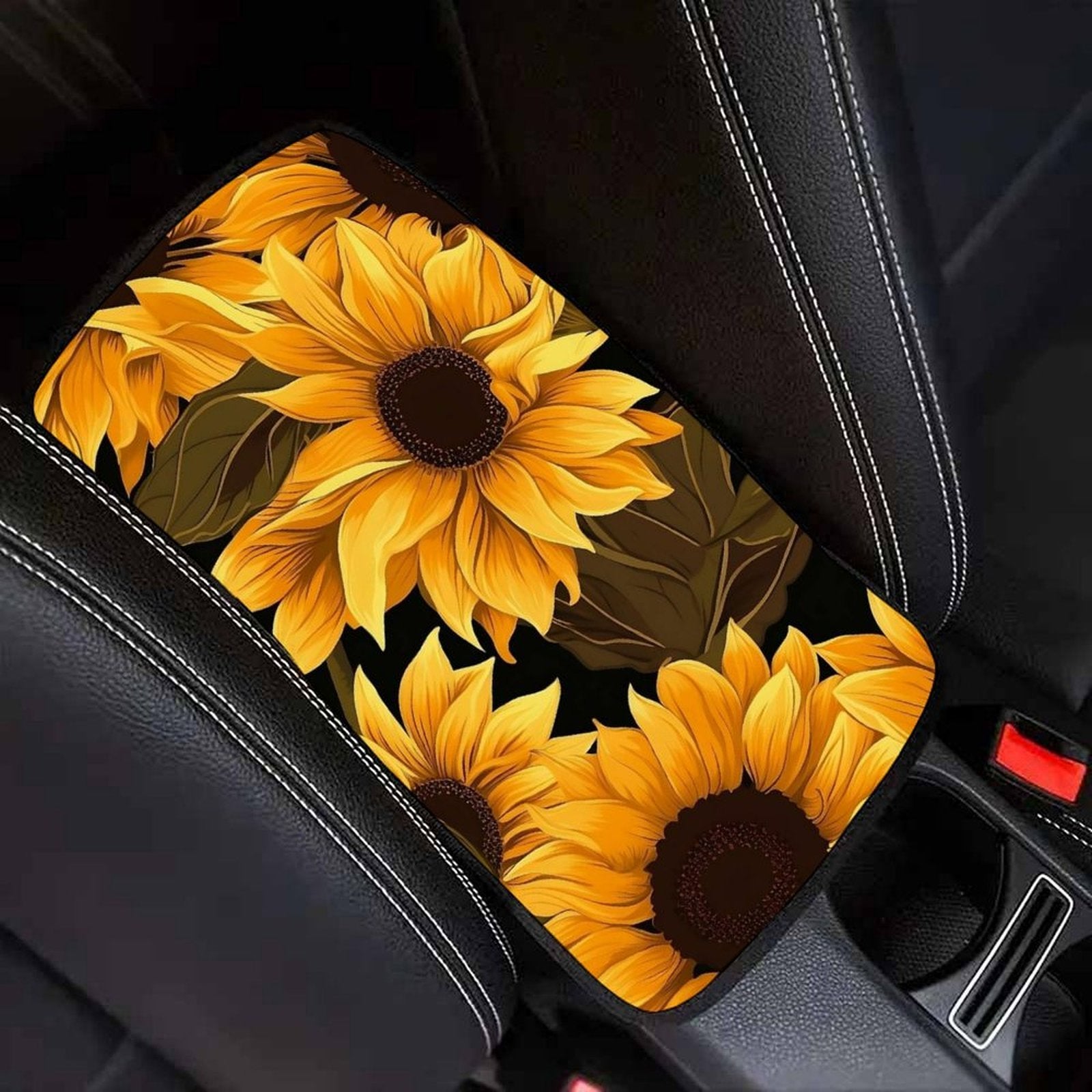 Sunflower Car Seat Belt Pad – Soft Shoulder Strap Cover, 32x19cm Universal Seatbelt Cushion with Floral Summer Design