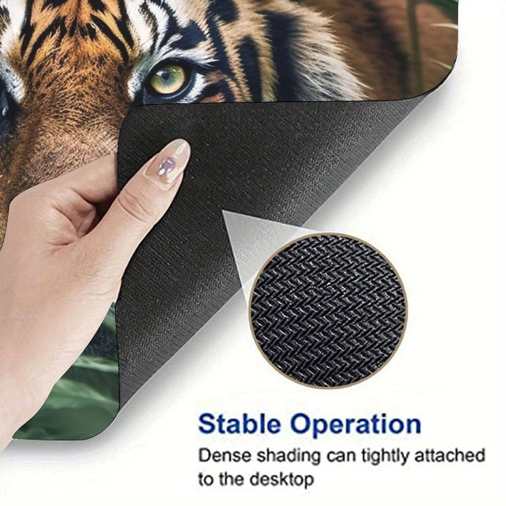 Wild Tiger Mouse Pad, Wildlife Animal Desk Mouse Mat, Anti-Slip Rubber Base, Smooth Tracking Gaming Mousepad