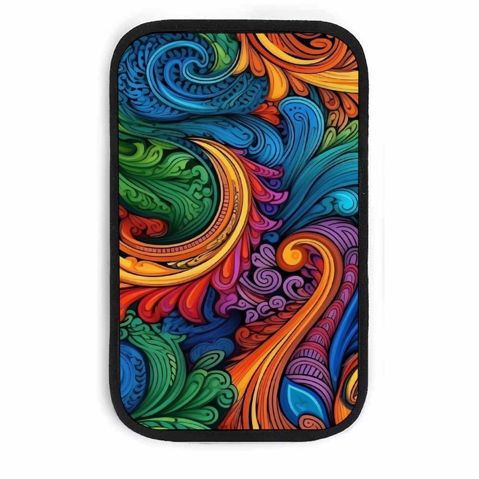 Vibrant Swirl Art Car Armrest Cushion – Colorful Console Pad