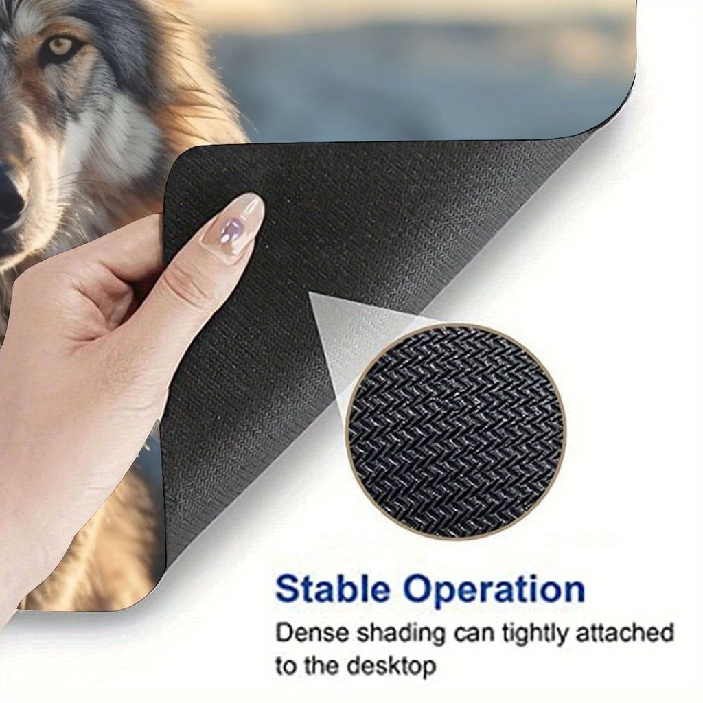 Wild Wolf Mouse Pad, Wildlife Animal Desk Mouse Mat, Anti-Slip Rubber Base, Smooth Tracking Gaming Mousepad 7.87×9.45in