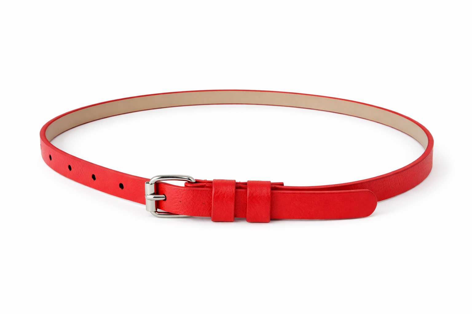 Slim Belt with Silver Buckle | Red/Gold Color Options | Adjustable