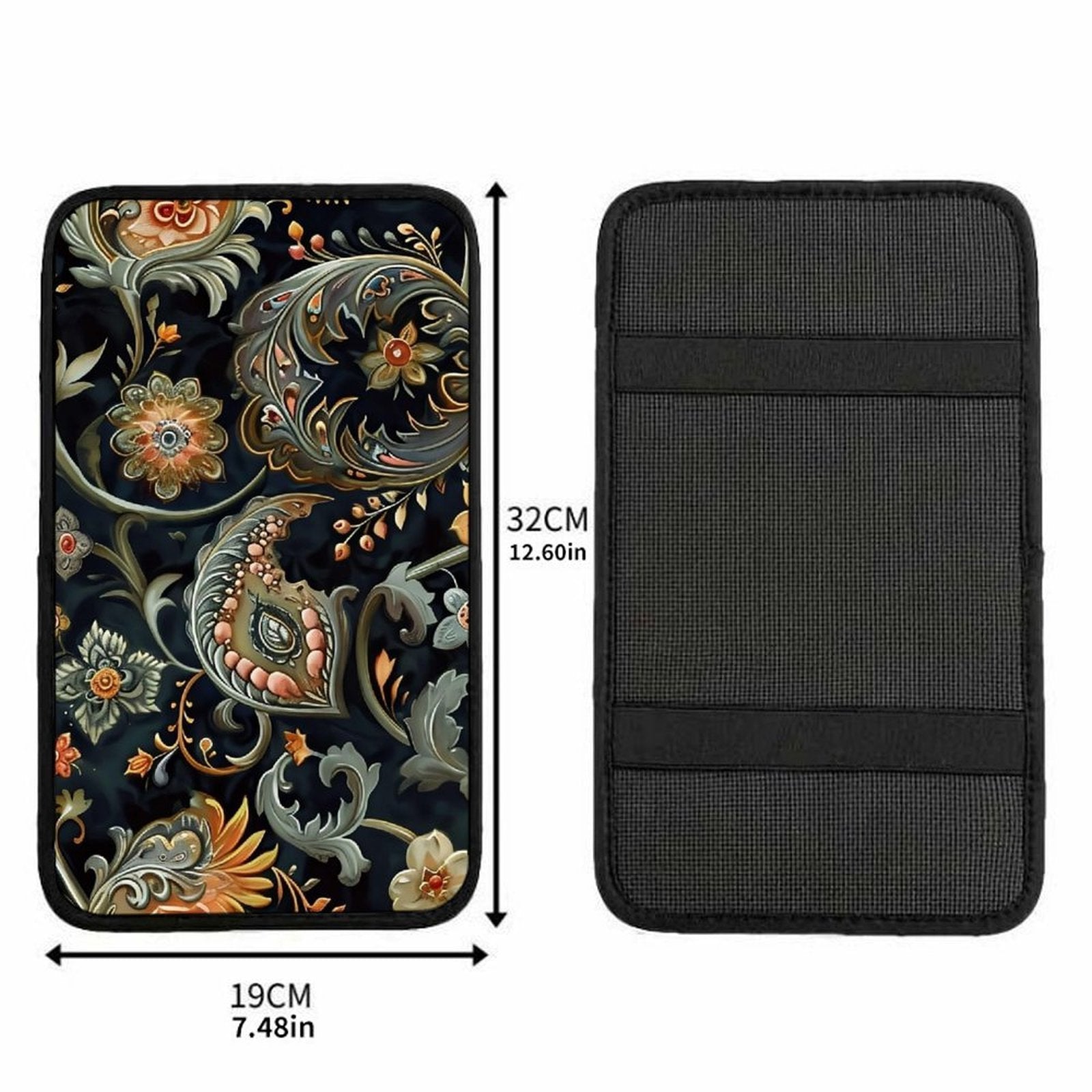 Vintage Ornamental Pattern Car Armrest Cushion – Elegant Console Pad