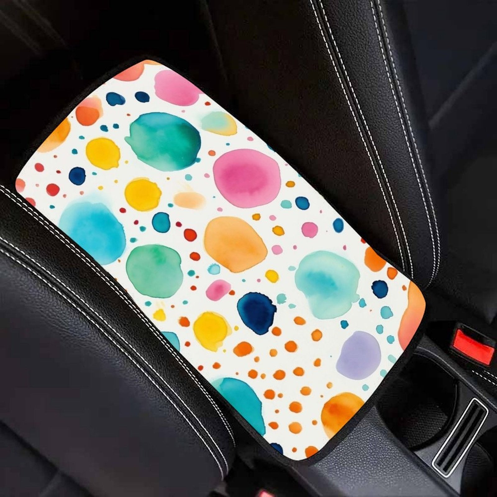 Watercolor Dot Car Seat Belt Pad – Soft Shoulder Strap Cover, 32x19cm Universal Seatbelt Cushion with Artistic Splash Design