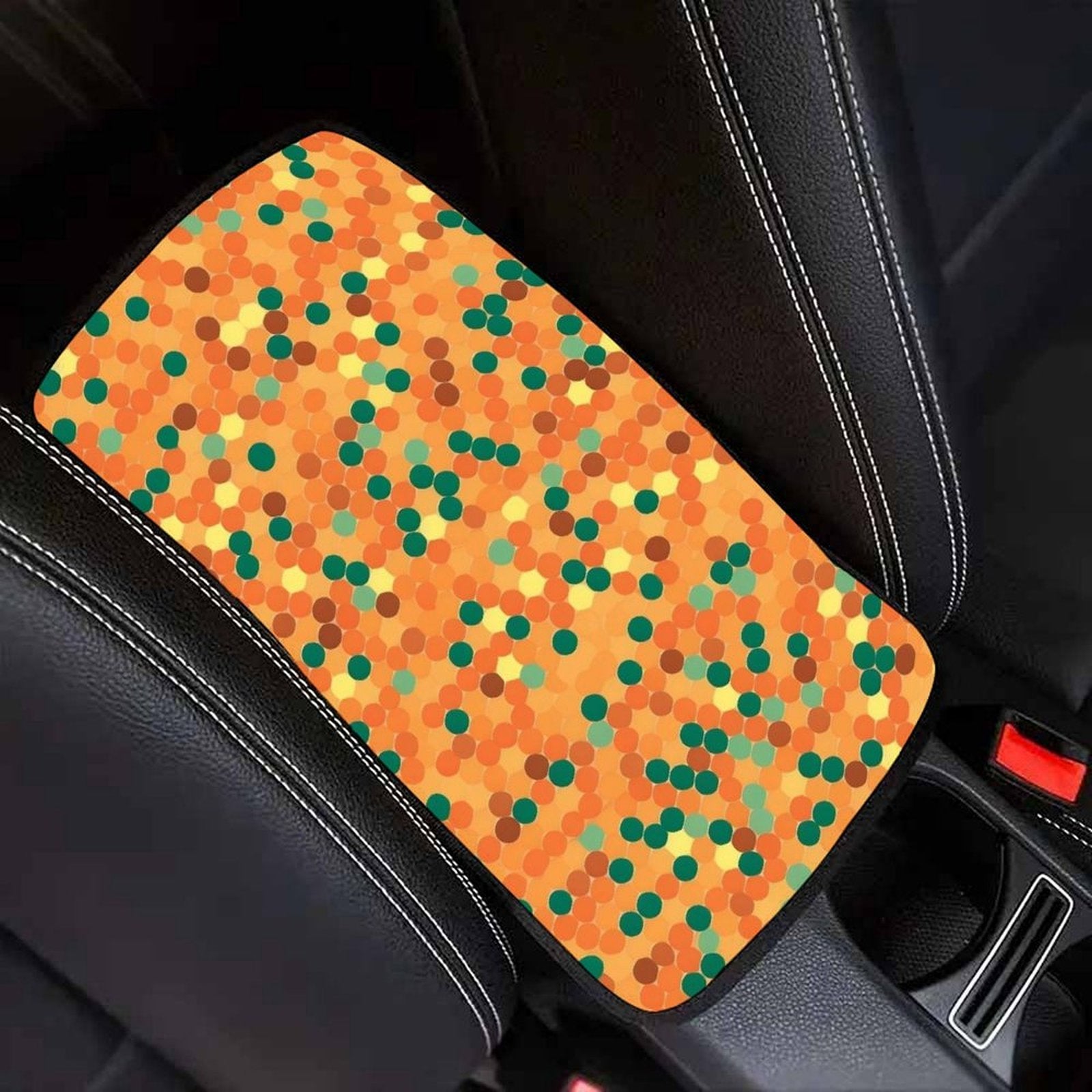 Autumn Dot Car Seat Belt Pad – Soft Shoulder Strap Cover, 32x19cm Universal Seatbelt Cushion with Warm Fall Confetti Design