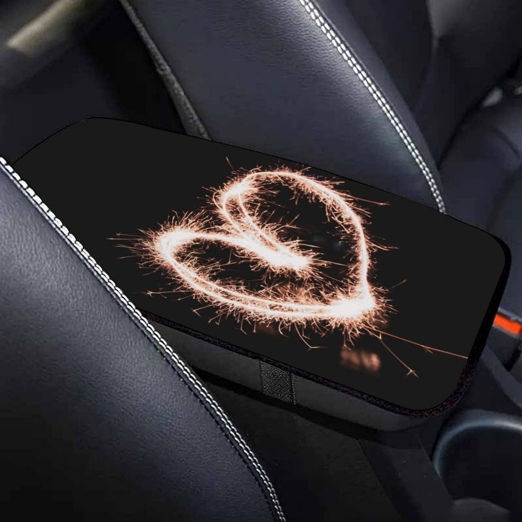 Sparkling Heart Design Car Armrest Cushion – Romantic Console Pad