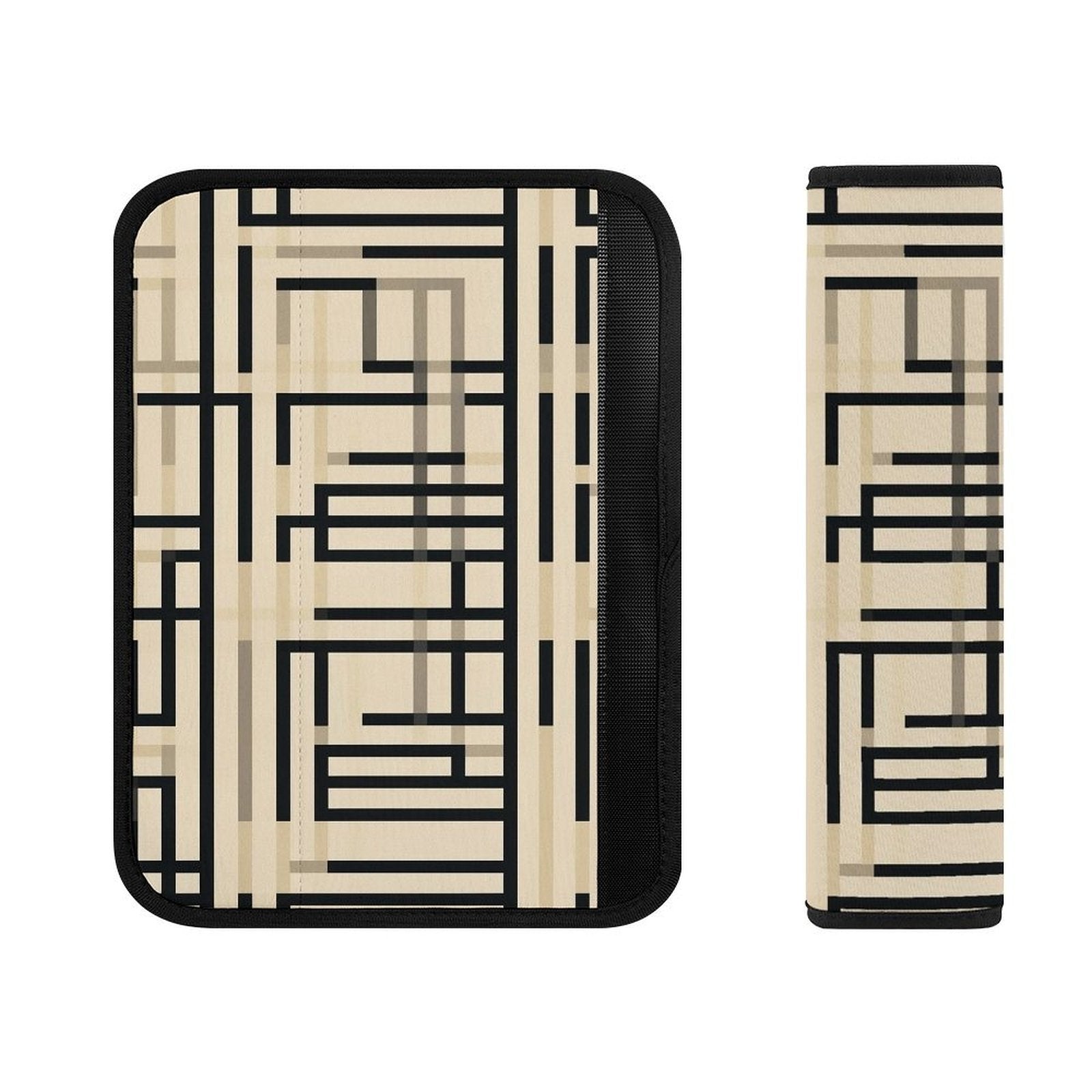 Seat Belt Shoulder Pad Cover, Soft Strap Cushion, Yellow Black Abstract Geometric Pattern, Universal Seatbelt Protector