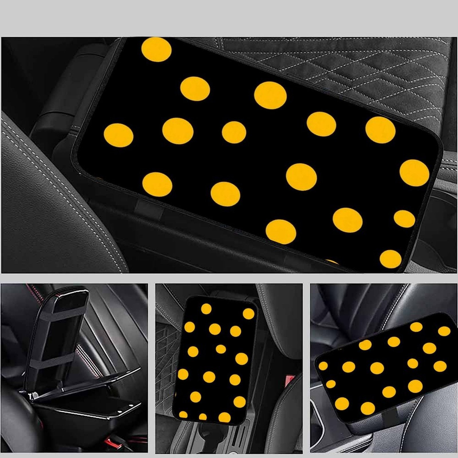 Black & Yellow Polka Dot Car Seat Belt Pad – Soft Shoulder Strap Cover, 32x19cm Universal Seatbelt Cushion