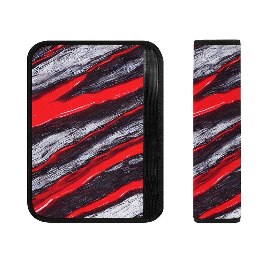 Universal Seat Belt Pad, Soft Shoulder Strap Cover Cushion, Red & Black Racing Stripe Pattern, Comfort Protector for Car Seatbelt, Truck SUV