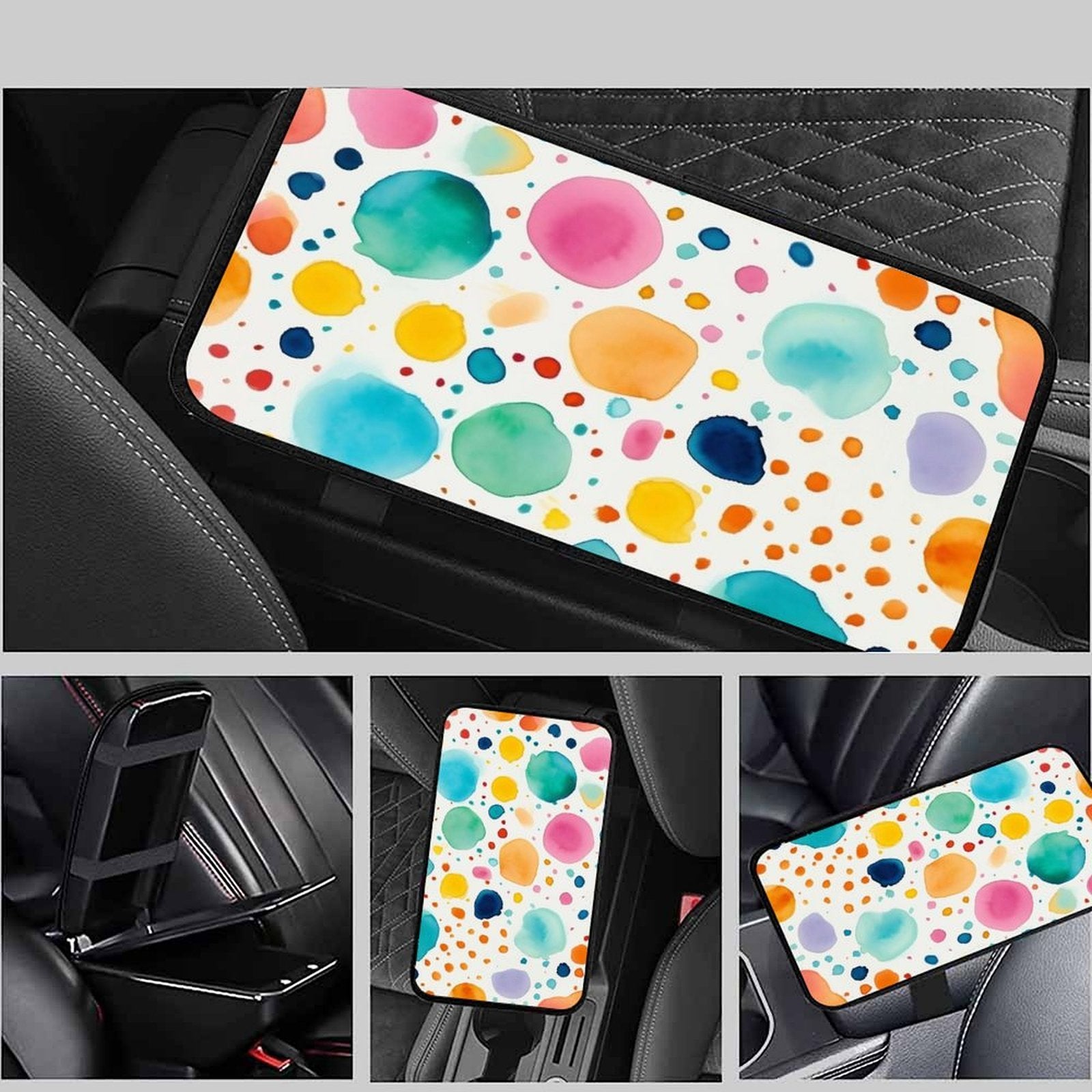 Watercolor Dot Car Seat Belt Pad – Soft Shoulder Strap Cover, 32x19cm Universal Seatbelt Cushion with Artistic Splash Design