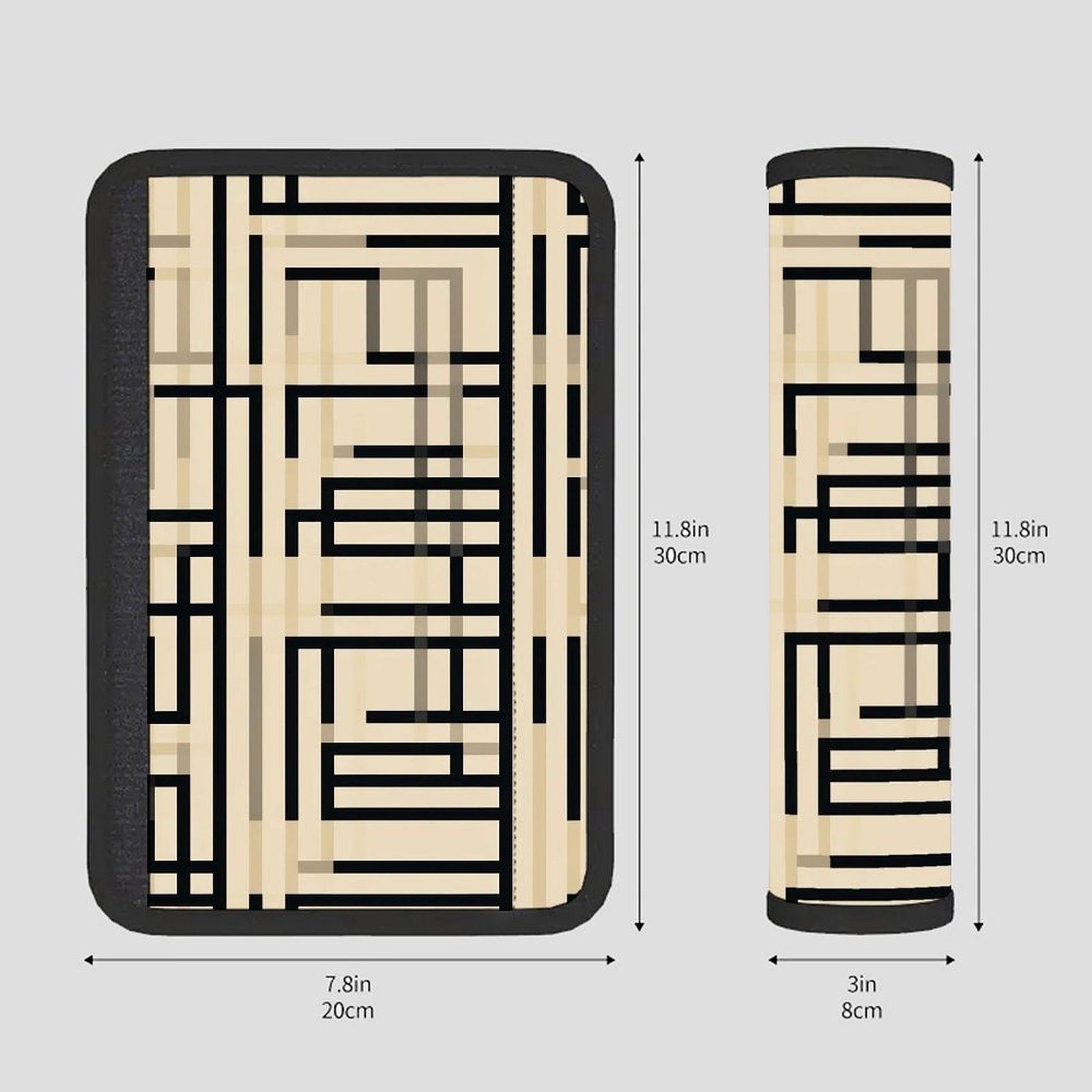 Seat Belt Shoulder Pad Cover, Soft Strap Cushion, Yellow Black Abstract Geometric Pattern, Universal Seatbelt Protector