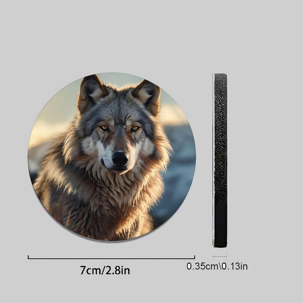 4PCS Wolf King Pattern Absorbent Car Cup Holder Coaster, Anti-Slip Removable Universal Cup Coaster, Automotive Accessory