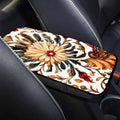 Symmetrical Floral Art Car Armrest Cushion – Elegant Console Pad