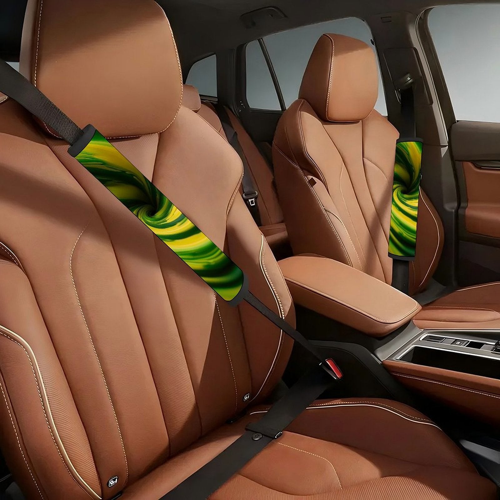 Abstract Green Yellow Handle Cushion Pad, Refrigerator Handle Cover, Seat Belt Shoulder Pad, Soft Grip Protector, Anti Slip Handle Wrap, Home Kitchen Car Accessory, 1pc