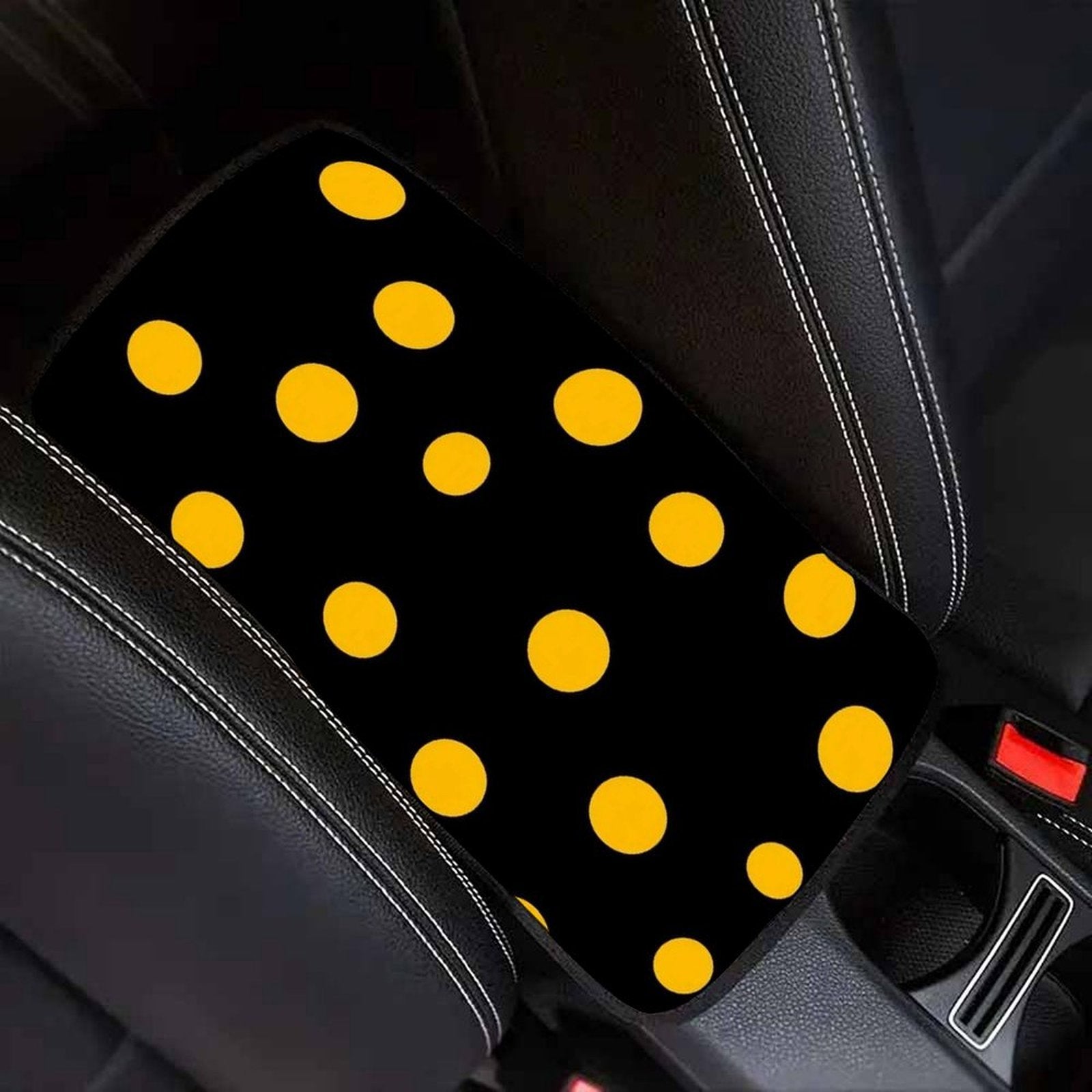 Black & Yellow Polka Dot Car Seat Belt Pad – Soft Shoulder Strap Cover, 32x19cm Universal Seatbelt Cushion