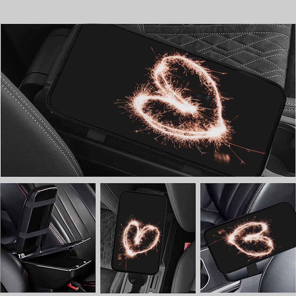 Sparkling Heart Design Car Armrest Cushion – Romantic Console Pad