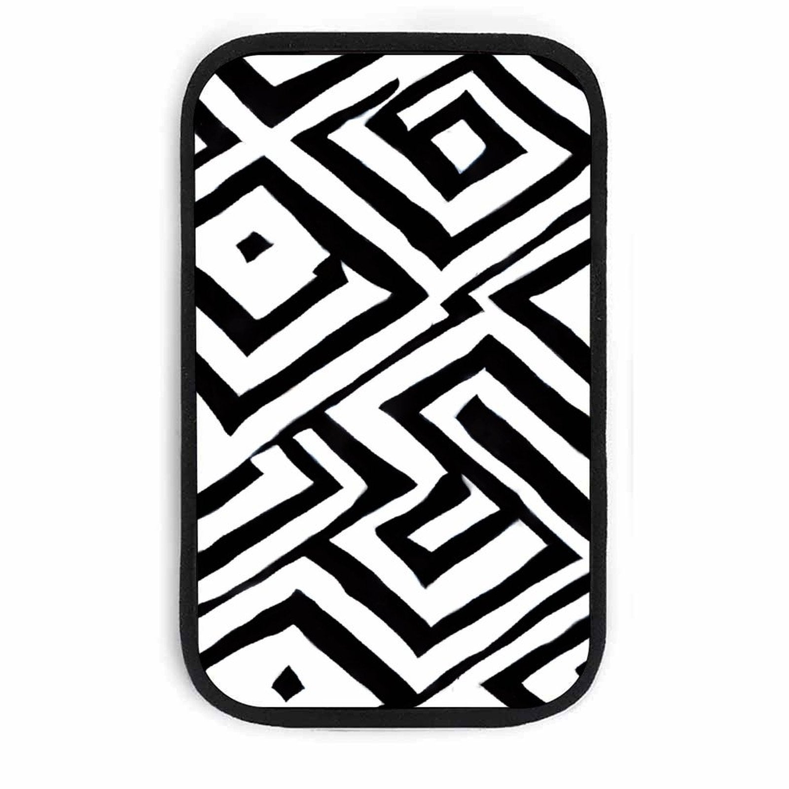 Black and White Geometric Car Armrest Cushion – Modern Console Pad