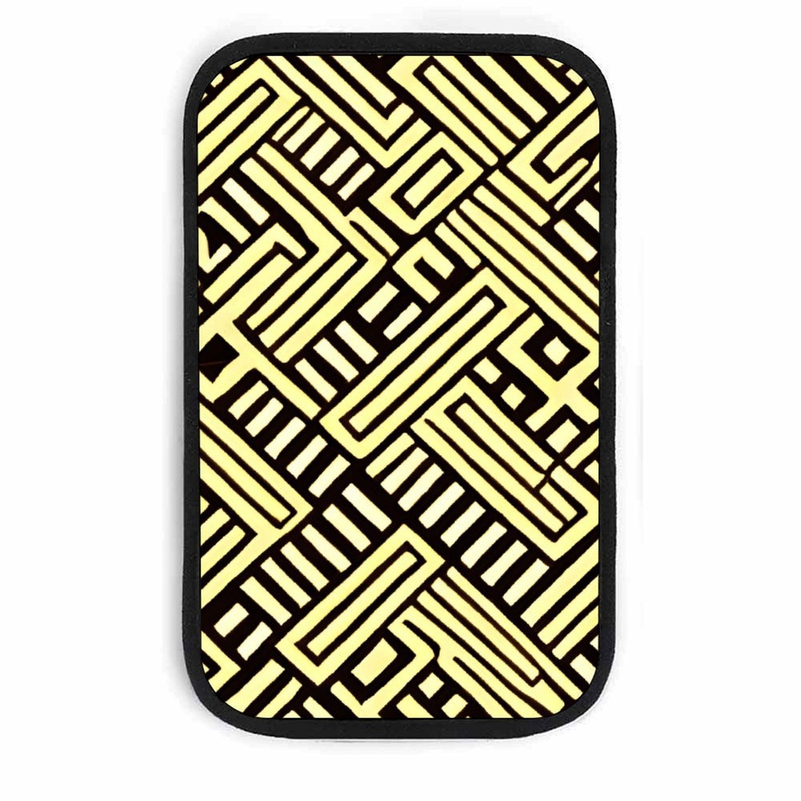 Black and Gold Geometric Car Armrest Cushion – Luxury Console Pad