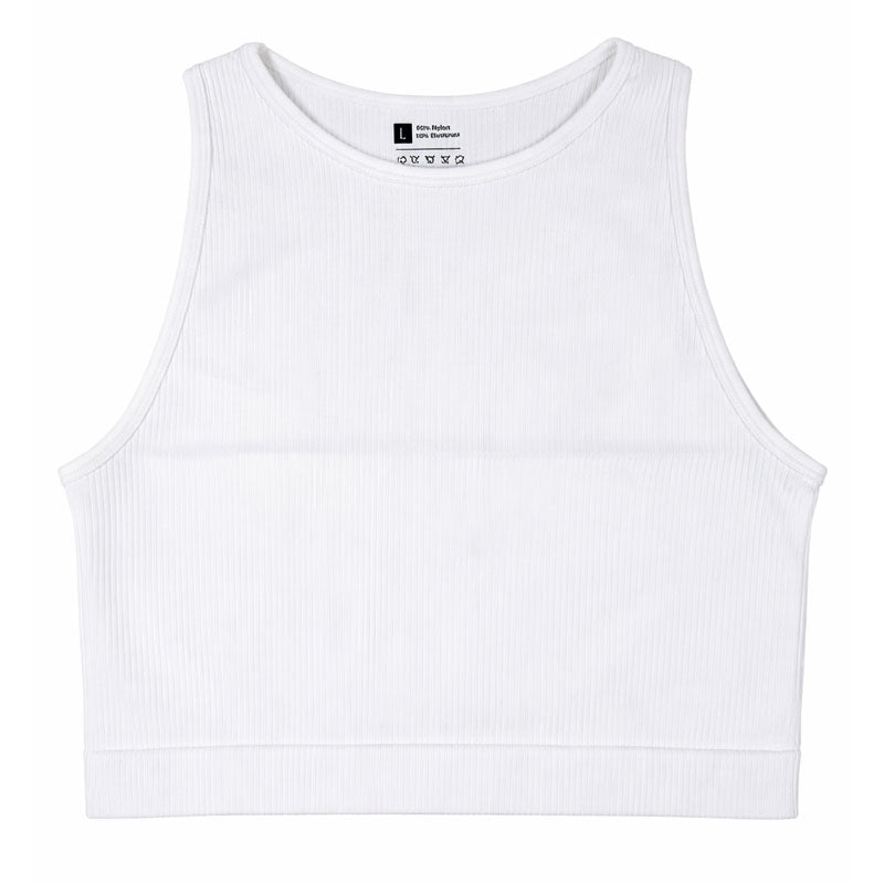 Women’s Ribbed Crop Tank Top | High Neck Sleeveless Bralette | Stretch Fit