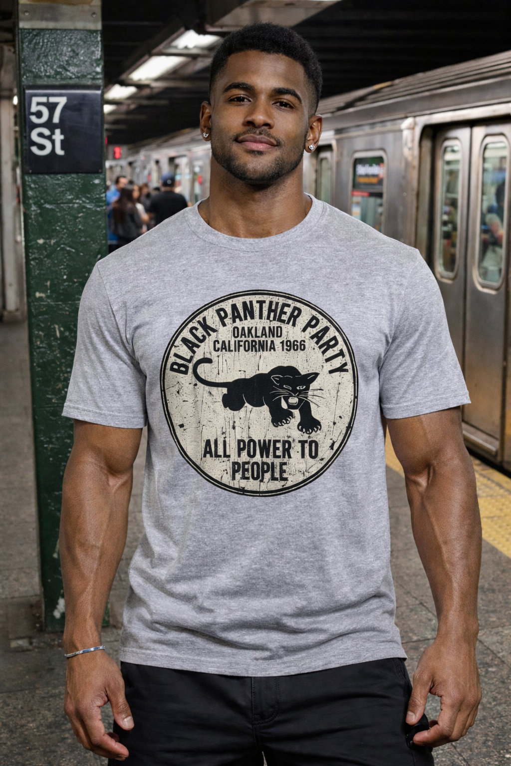 Men’s Graphic T-Shirt Vintage Panther Print | NYC Streetwear Casual Tee | Short Sleeve Crew Neck Top | Summer Everyday Outfit