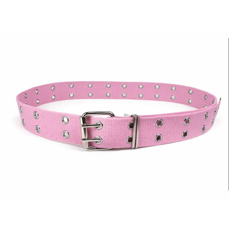 Women’s Pink Canvas Grommet Belt 1.77” (4.5cm) | Double Prong Buckle | Adjustable