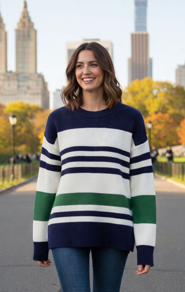 Women’s Vintage Multicolor Striped Knit Pullover | Casual Layering for Fall & Winter | Weekend & Party Wear