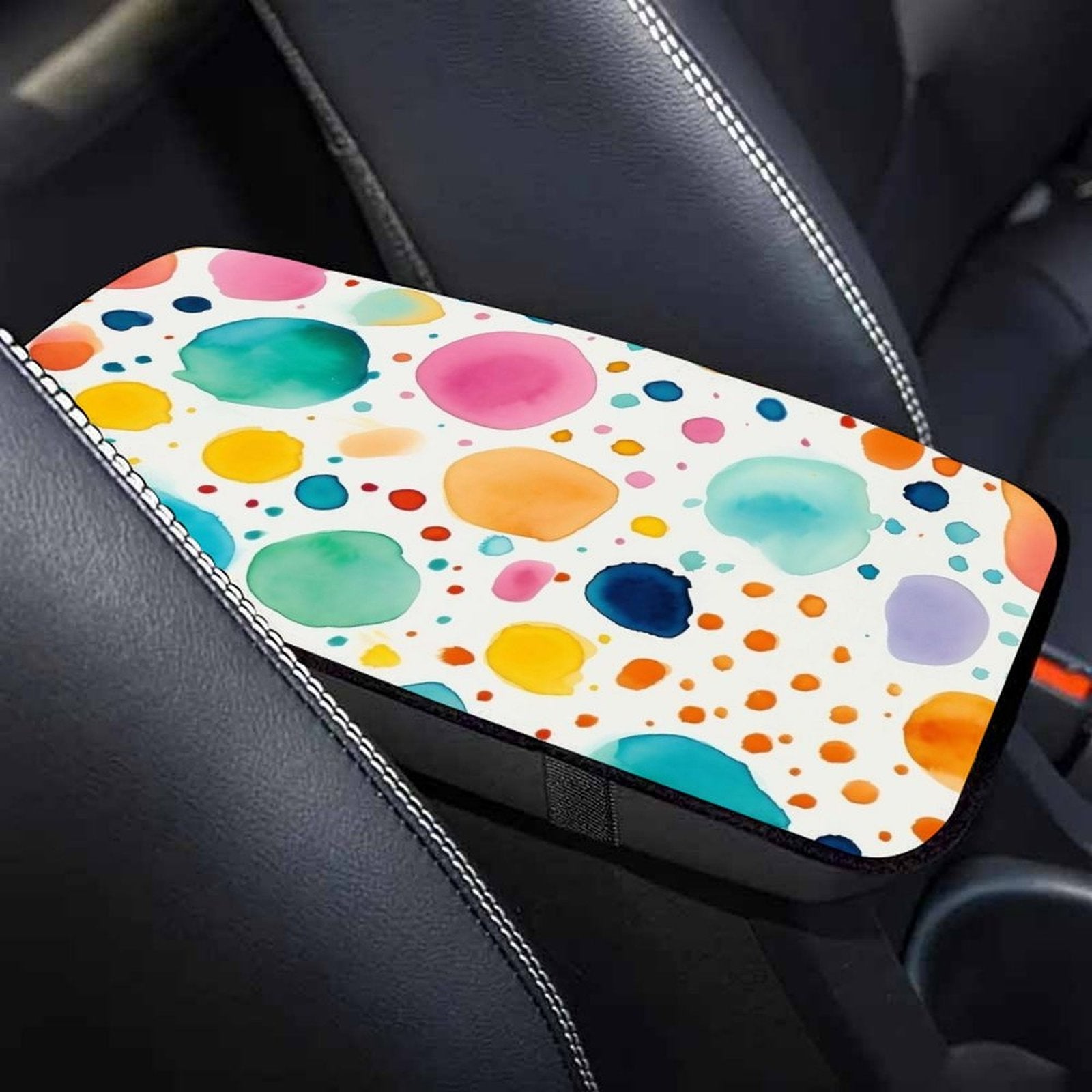 Watercolor Dot Car Seat Belt Pad – Soft Shoulder Strap Cover, 32x19cm Universal Seatbelt Cushion with Artistic Splash Design