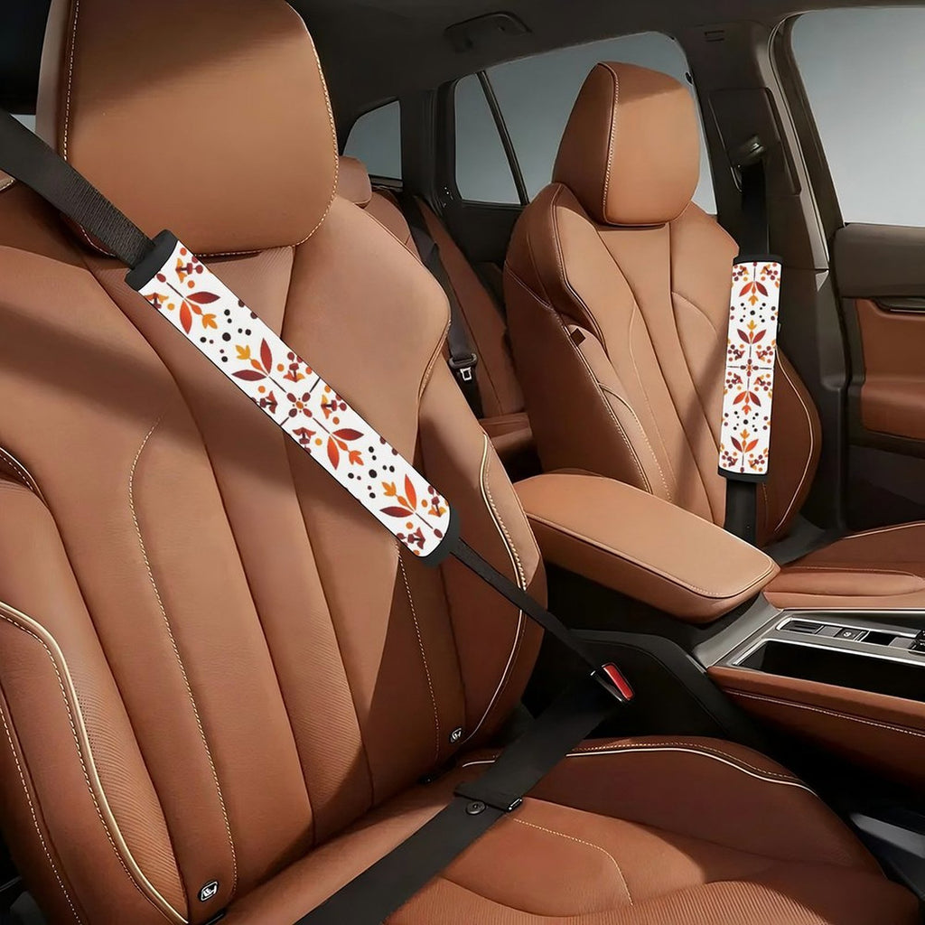 Seat Belt Shoulder Pad Cushion, Soft Strap Cover for Car, Leaf Pattern Polka Dots, Comfort & Neck Protection