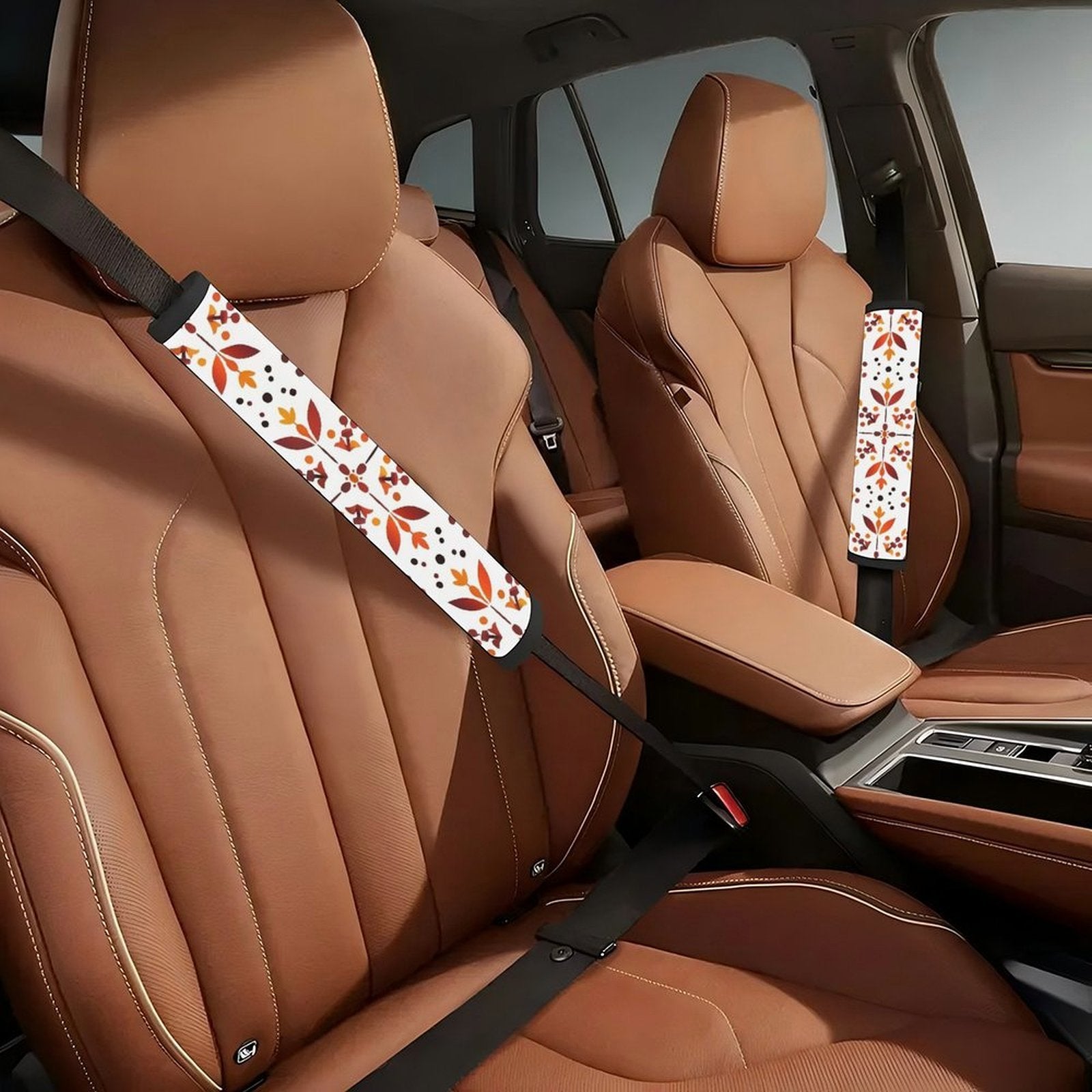 Seat Belt Shoulder Pad Cushion, Soft Strap Cover for Car, Leaf Pattern Polka Dots, Comfort & Neck Protection