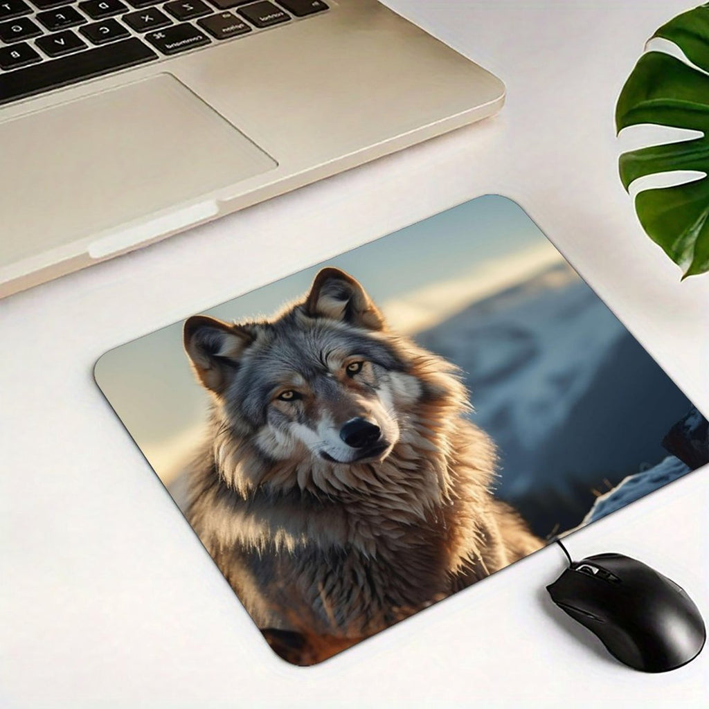 Wild Wolf Mouse Pad, Wildlife Animal Desk Mouse Mat, Anti-Slip Rubber Base, Smooth Tracking Gaming Mousepad 7.87×9.45in
