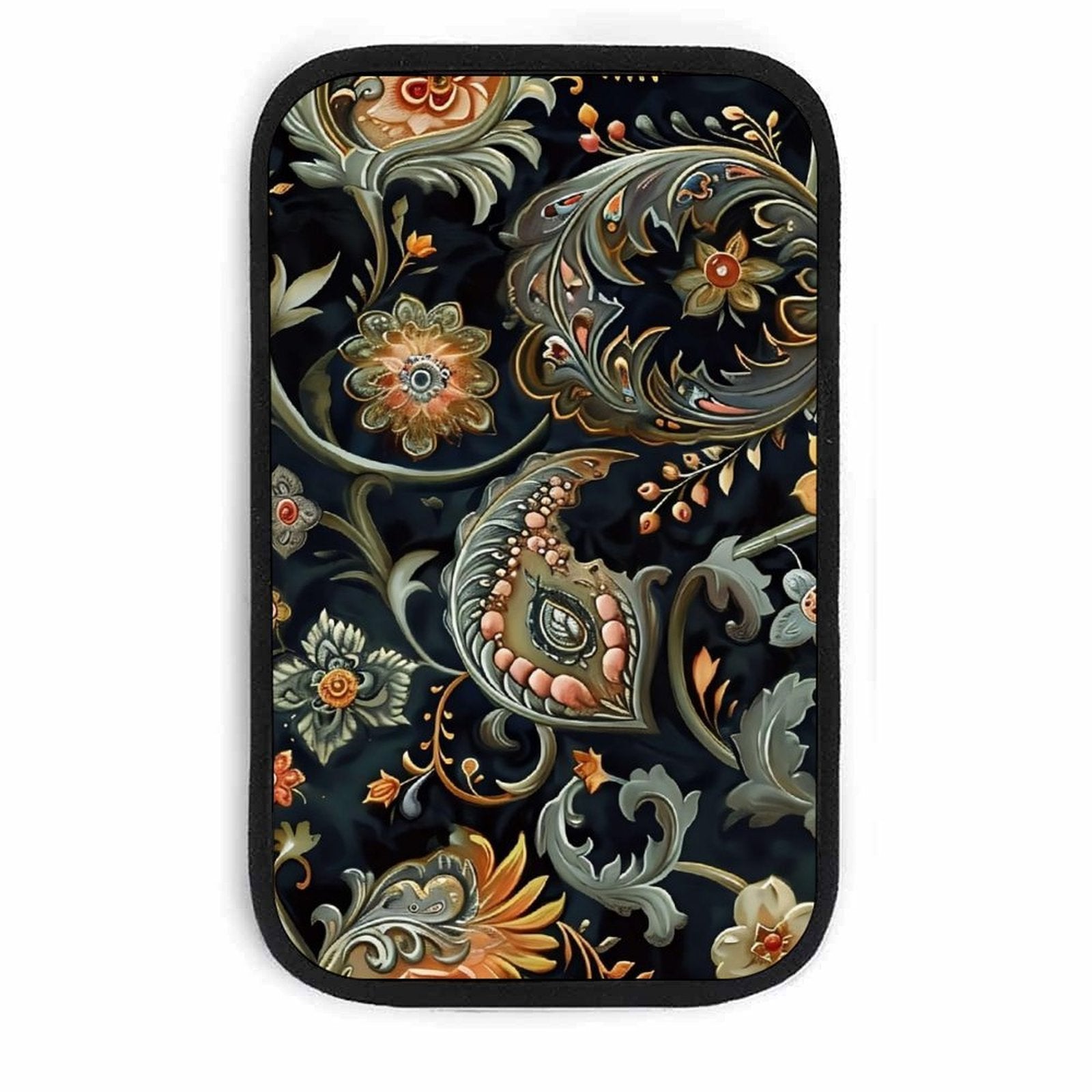 Vintage Ornamental Pattern Car Armrest Cushion – Elegant Console Pad