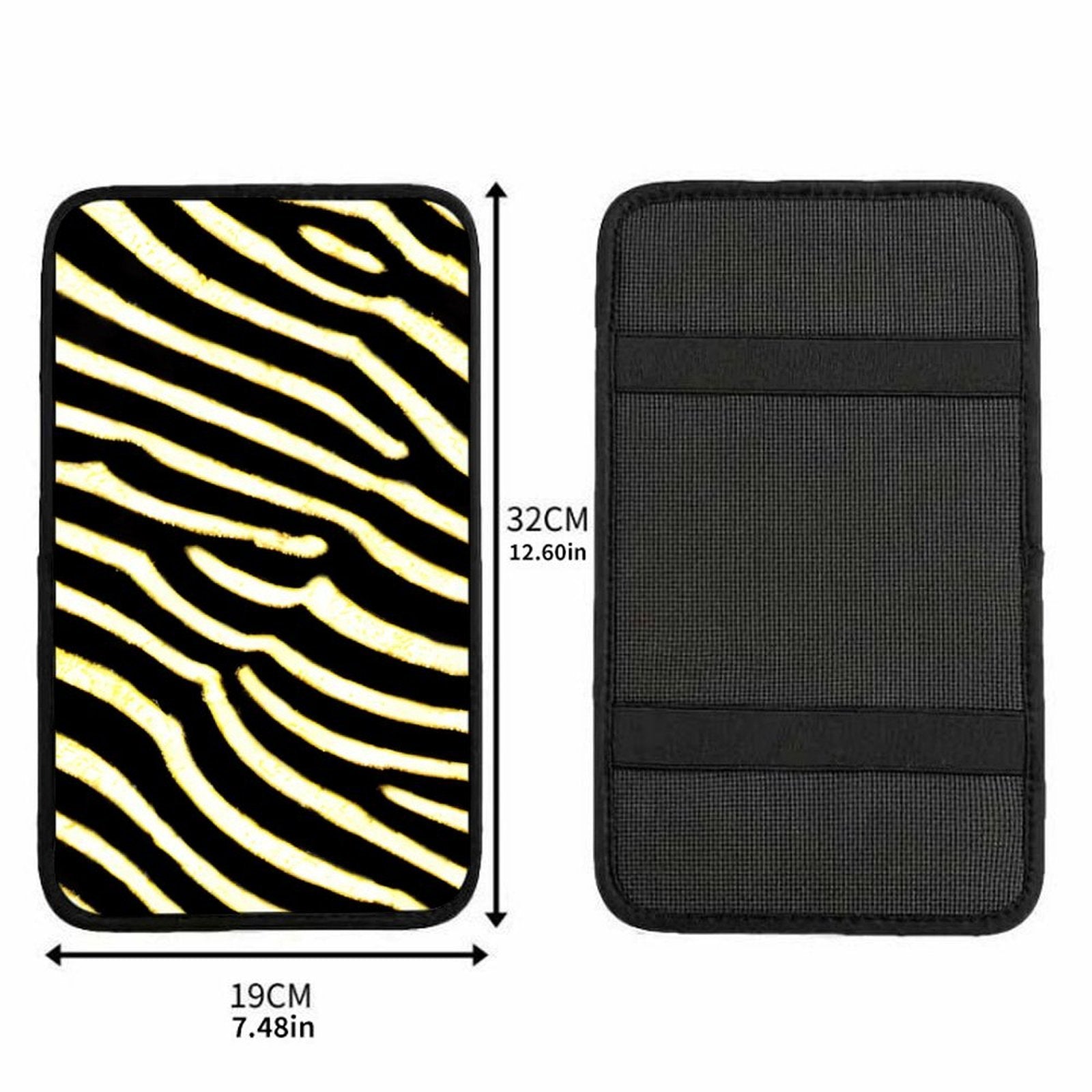 Black and Gold Zebra Pattern Car Armrest Cushion – Bold Console Pad