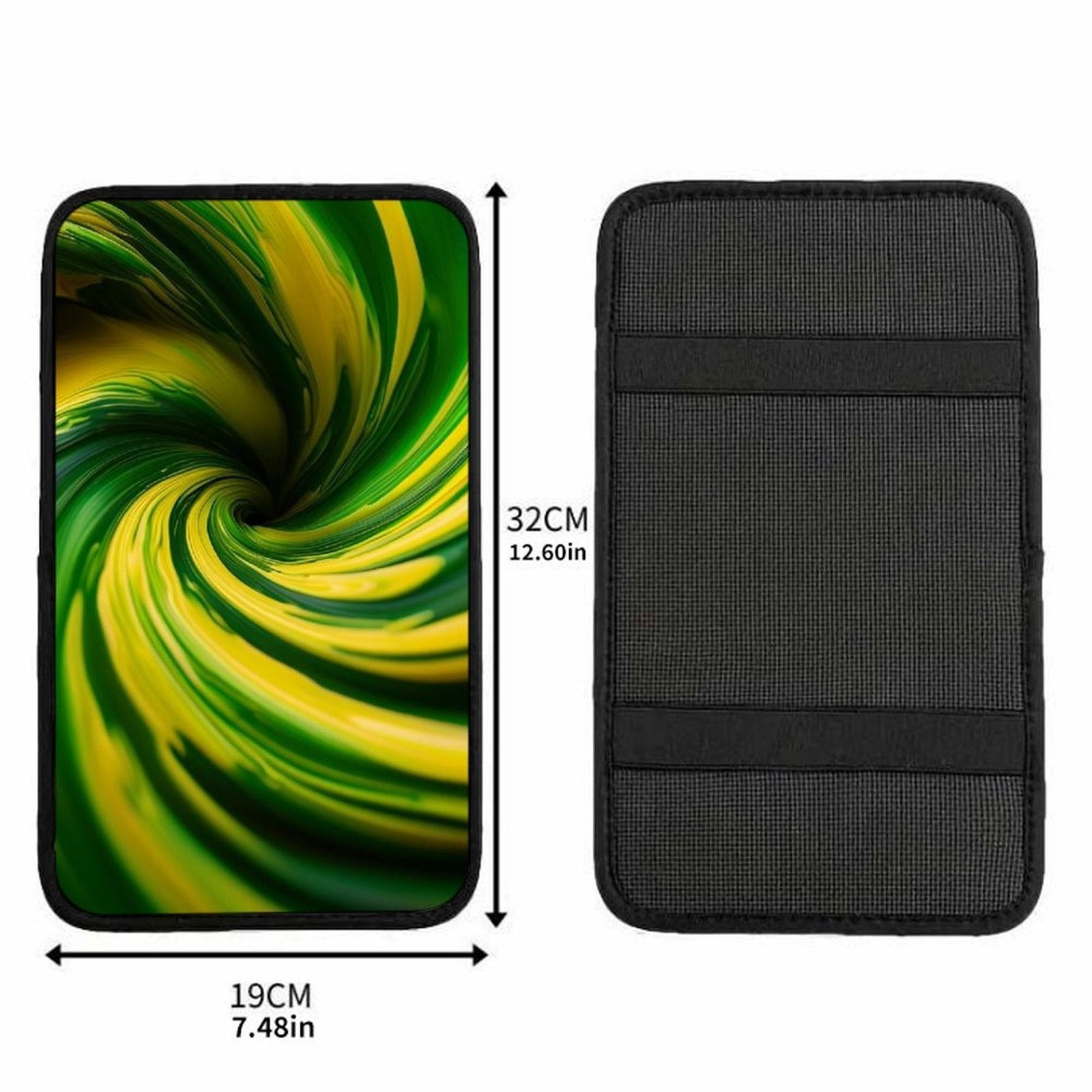 TITLE  Green Swirl Car Seat Belt Pad – Soft Shoulder Strap Cover, 32x19cm Universal Seatbelt Cushion with Abstract Vortex Design