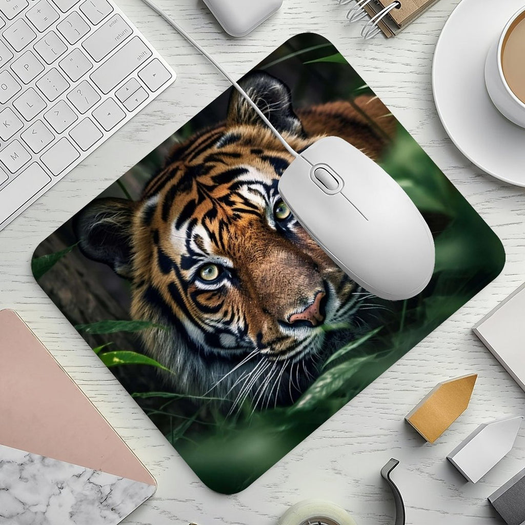 Wild Tiger Mouse Pad, Wildlife Animal Desk Mouse Mat, Anti-Slip Rubber Base, Smooth Tracking Gaming Mousepad