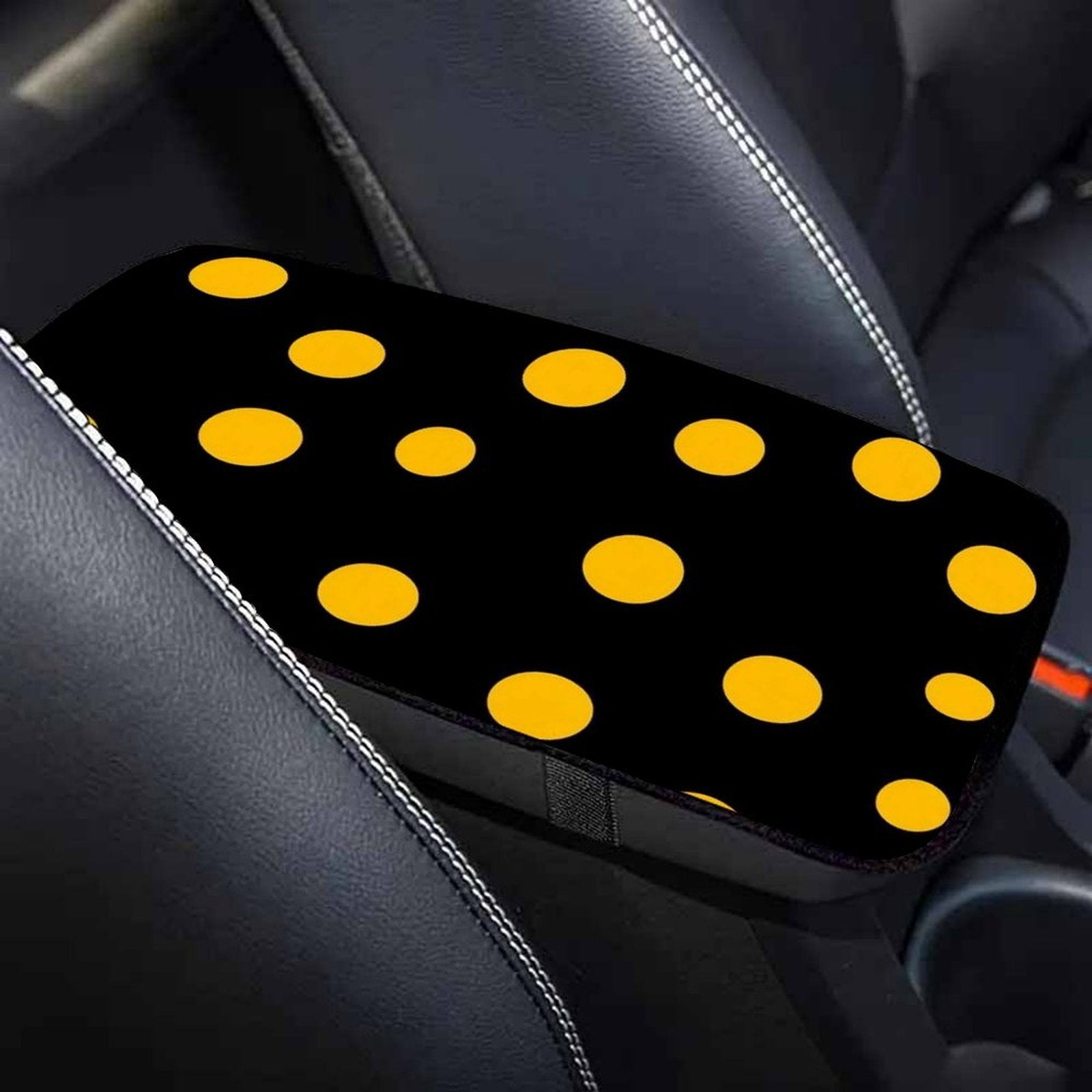 Black & Yellow Polka Dot Car Seat Belt Pad – Soft Shoulder Strap Cover, 32x19cm Universal Seatbelt Cushion