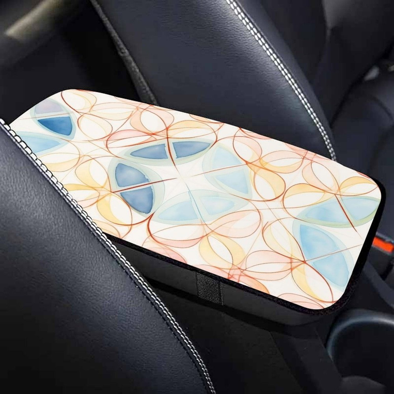 Abstract Geometric Car Seat Belt Pad – Soft Padded Shoulder Strap Cover, 32x19cm Universal Seatbelt Cushion with Elegant Modern Design