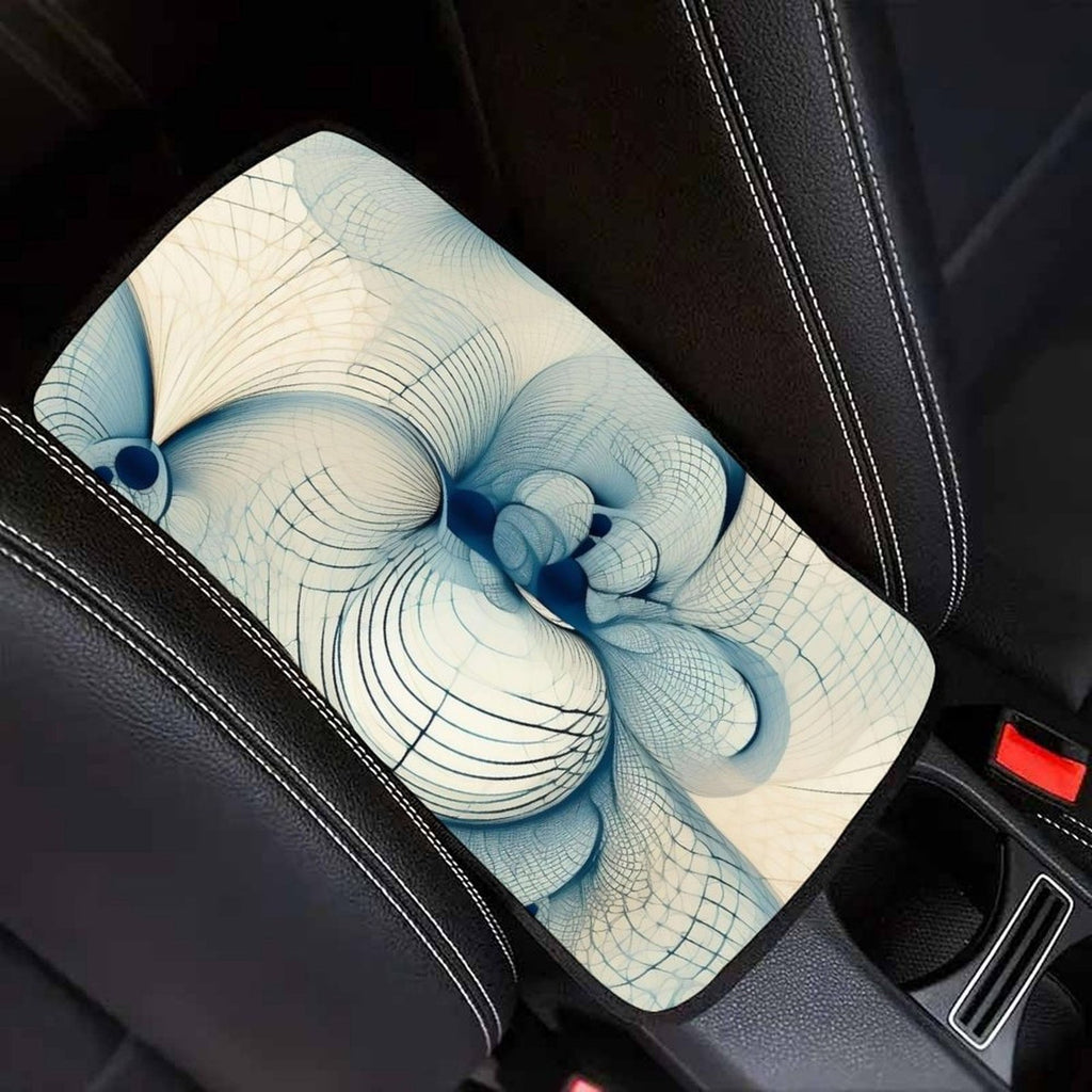 Abstract Blue Line Art Car Armrest Cushion – Minimal Console Pad