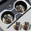 4PCS Wolf King Pattern Absorbent Car Cup Holder Coaster, Anti-Slip Removable Universal Cup Coaster, Automotive Accessory