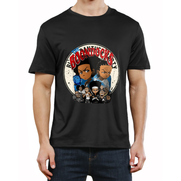 Men’s Cartoon Character Graphic T-Shirt, Vintage Round Badge Print, Casual Crewneck Short Sleeve Tee