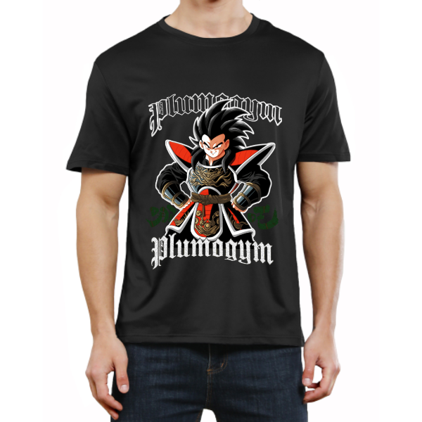 Men’s Gym T-Shirt, Graphic Fitness Tee, Casual Streetwear Top, Short Sleeve Crew Neck Workout Shirt, Anime Warrior Print