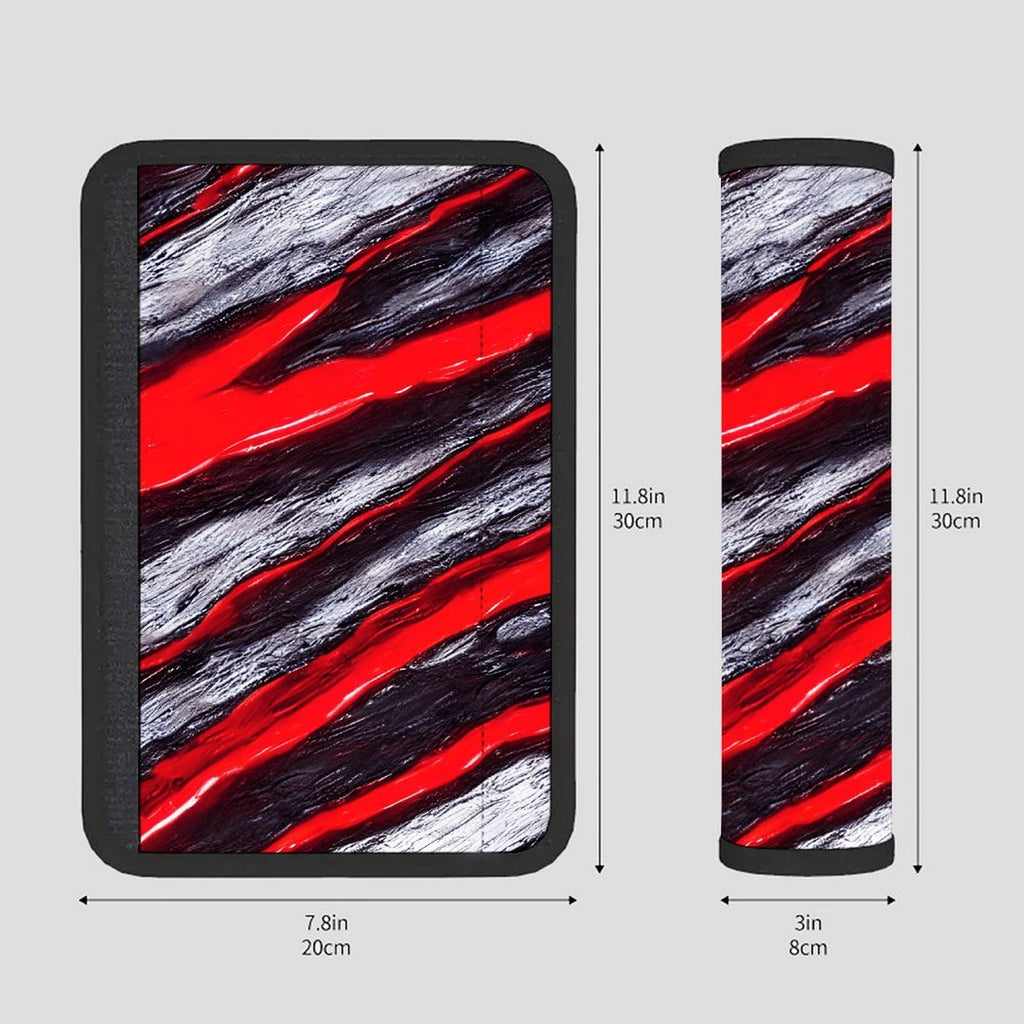 Universal Seat Belt Pad, Soft Shoulder Strap Cover Cushion, Red & Black Racing Stripe Pattern, Comfort Protector for Car Seatbelt, Truck SUV