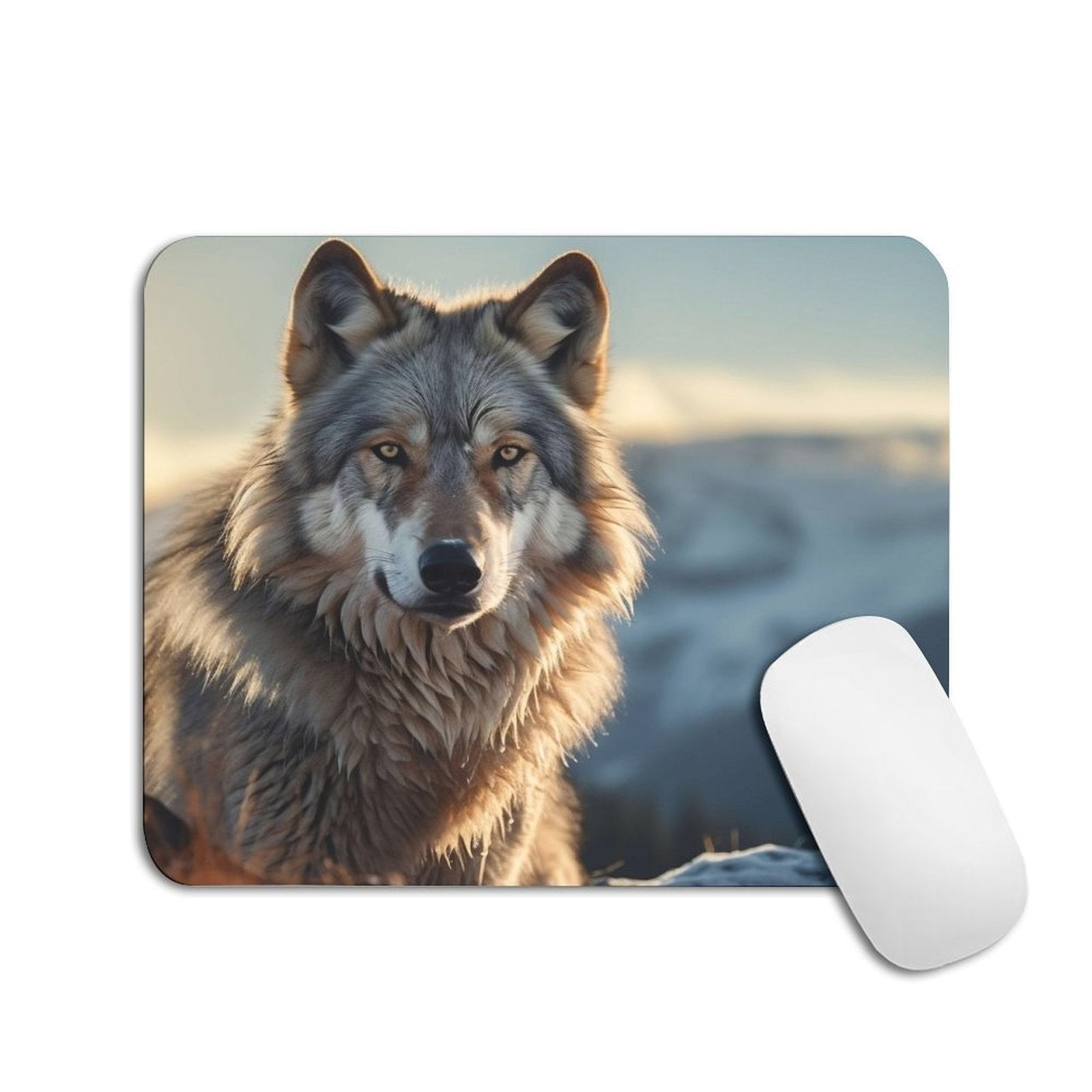 Wild Wolf Mouse Pad, Wildlife Animal Desk Mouse Mat, Anti-Slip Rubber Base, Smooth Tracking Gaming Mousepad 7.87×9.45in