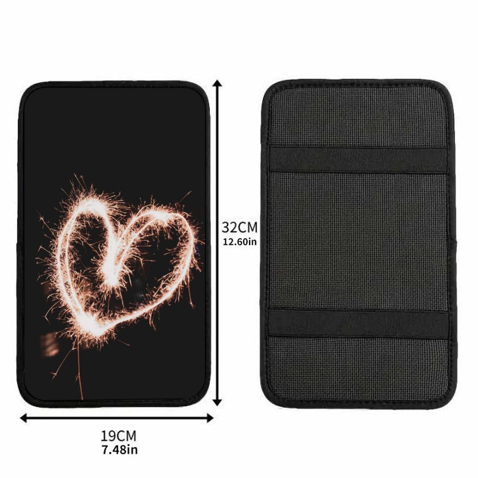 Sparkling Heart Design Car Armrest Cushion – Romantic Console Pad